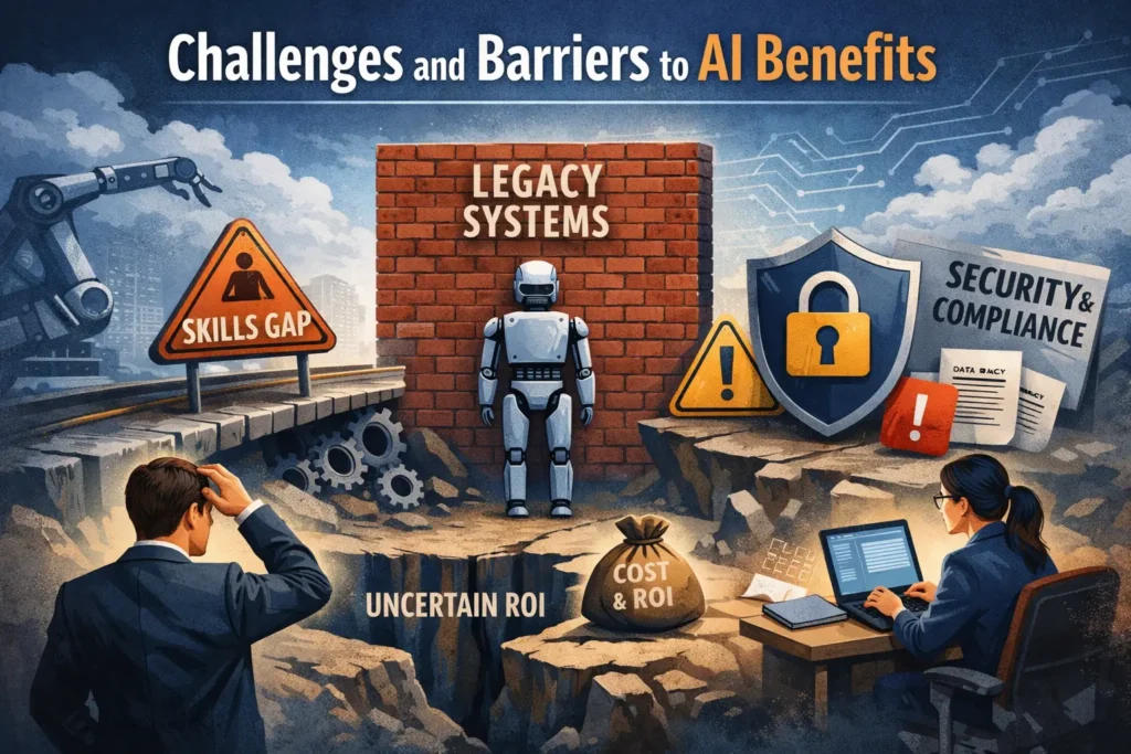 Challenges and Barriers to AI Benefits